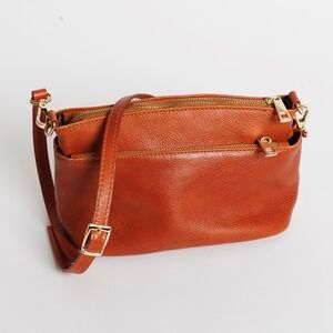 Divina Firenze Lilla Orange Italian Handmade Leather Crossbody Bag